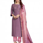 Women's Silk Straight Kurta, Trouser Pant And Dupatta Set