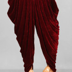 Plain Velvet Dhoti in Maroon