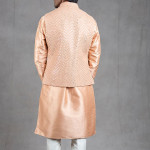 Peach Kurta Set With Bundi Jacket