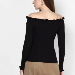 Casual Regular Sleeves Solid Women Black Top