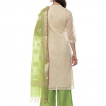 Women's Ethnic Beige Cotton Unstitched Suit Set