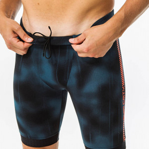 Men Blue & Black Printed Swimming Shorts