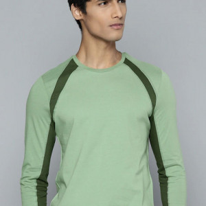 Yoga Men Jade Rapid-Dry Colour block Pure Cotton Tshirt